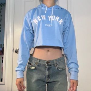 Cropped Hoodie with Text